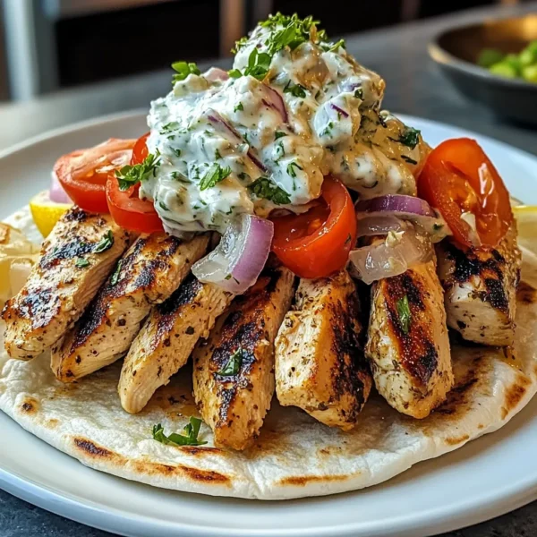 Greek Chicken Gyros with Lemon-Herb Marinade and Tzatziki