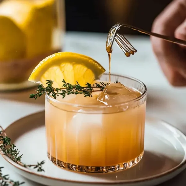 Bourbon Limoncello Cocktail in a Glass Garnished with Lemon