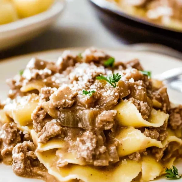Delicious Ground Beef Stroganoff in a Bowl
