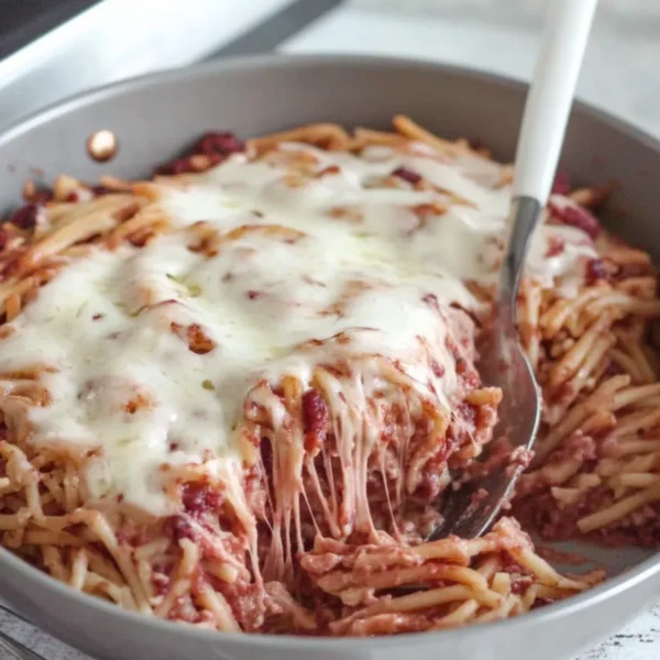 One Pot Cheesy Spaghetti in a Bowl