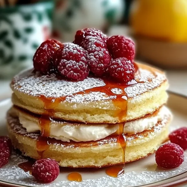 Tall & Fluffy Ricotta Pancakes with Lemon Zest Plate