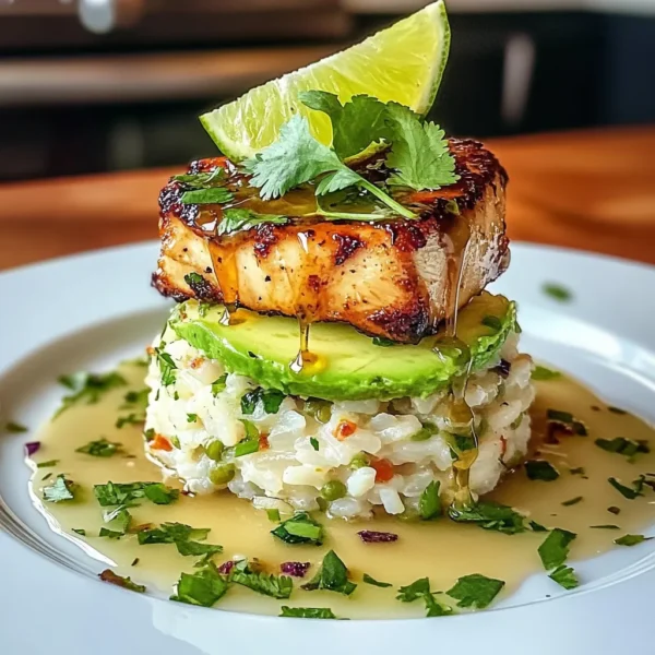 HONEY LIME CHICKEN & AVOCADO RICE STACK
