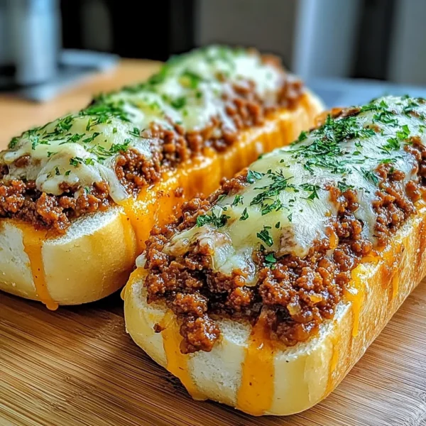 Cheesy Sloppy Joe Garlic Bread