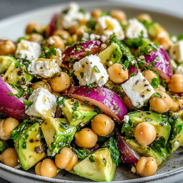 Chickpea Feta Avocado Salad