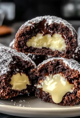 Chocolate Snowball Cookies with White Chocolate Center