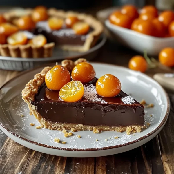 Chocolate Tart with Candied Kumquats