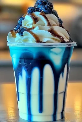 Irresistible Vanilla Bean Frappuccino with Blue Raspberry Drizzle