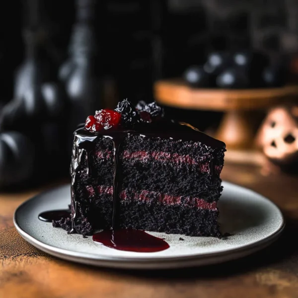 SPOOKY BLACK VELVET HALLOWEEN CAKE
