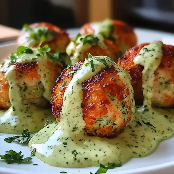 Salmon Balls with Creamy Avocado Sauce