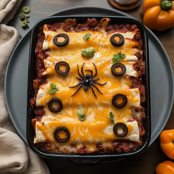 Spider Hatchling Enchilada Casserole
