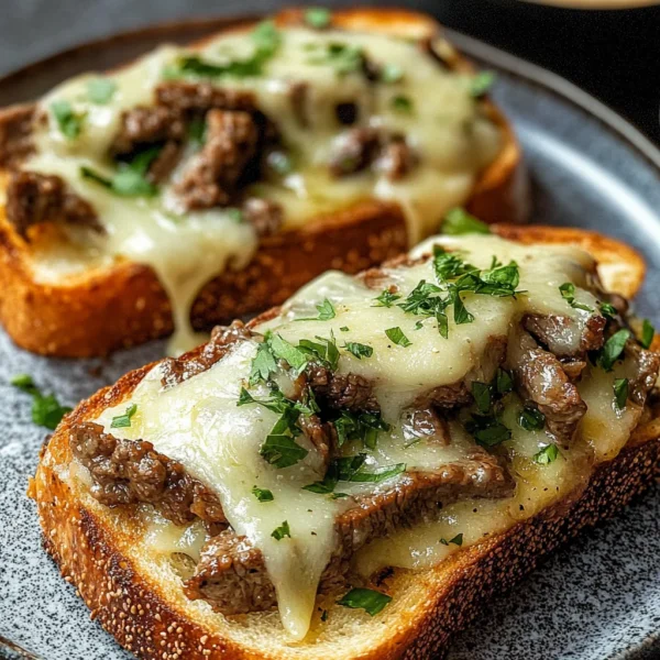 Steak and Cheese Garlic Toast : Cheesesteak Meets Texas Toast