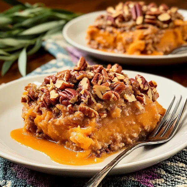 Sweet Potato Casserole with Pecan Topping