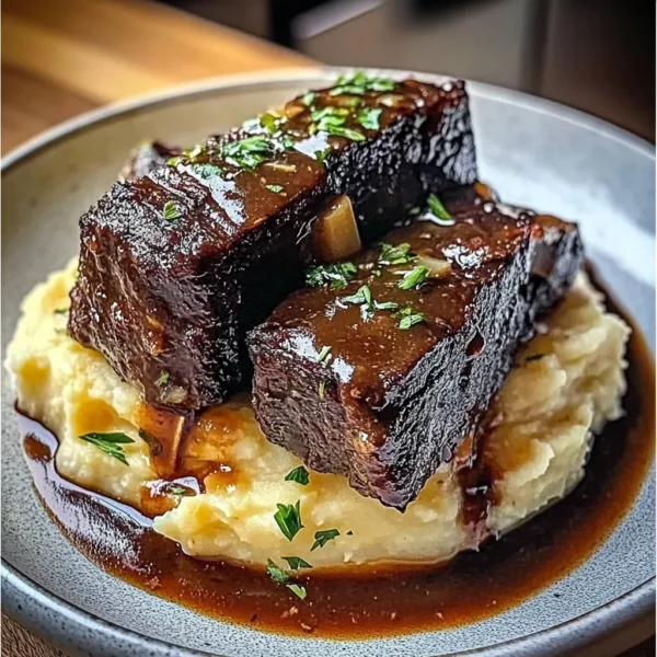Tender Braised Short Ribs with Garlic Mashed Potatoes
