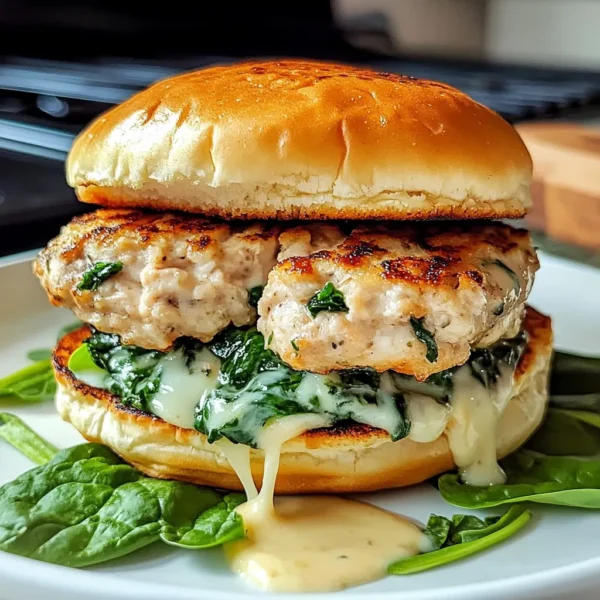 White Cheddar and Spinach Chicken Burgers