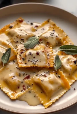 Homemade Pumpkin Ravioli with Sage Cream Sauce