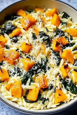 Creamy Orzo with Roasted Butternut Squash and Spinach Recipe