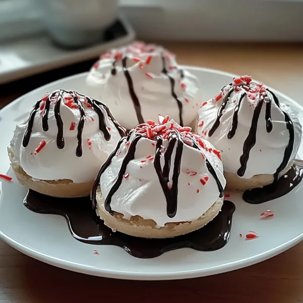 Delicate and Crispy Peppermint Meringues with Sweet Chocolate Drizzle