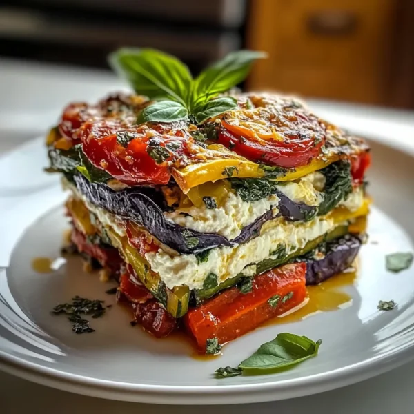 LAYERED MEDITERRANEAN VEGETABLE LASAGNA WITH CREAMY RICOTTA