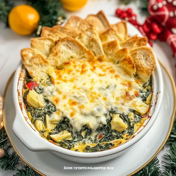 Slow Cooker Spinach Artichoke Christmas Dip