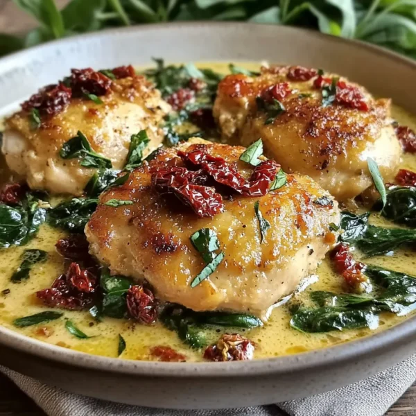 Creamy One-Pot Tuscan Chicken Recipe Easy Homemade Dinner with Spinach and Sun-Dried Tomatoes