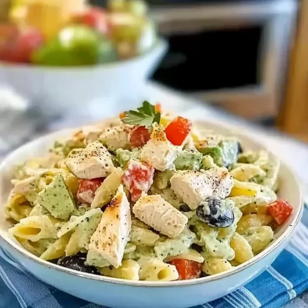 DILLED AVOCADO RANCH PASTA SALAD WITH GRILLED CHICKEN