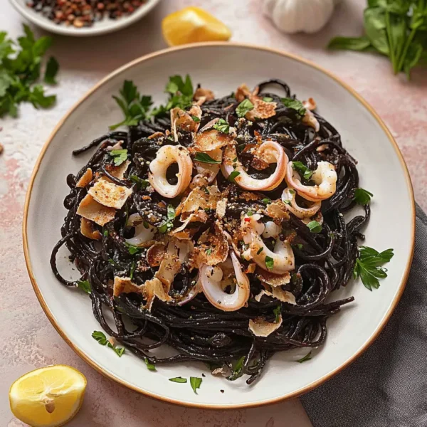 Squid Ink Pasta Recipe with Calamari