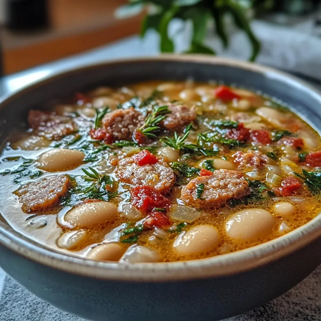 Cozy Tuscan White Bean Soup with Sausage Easy Homemade Recipe for Cold Days