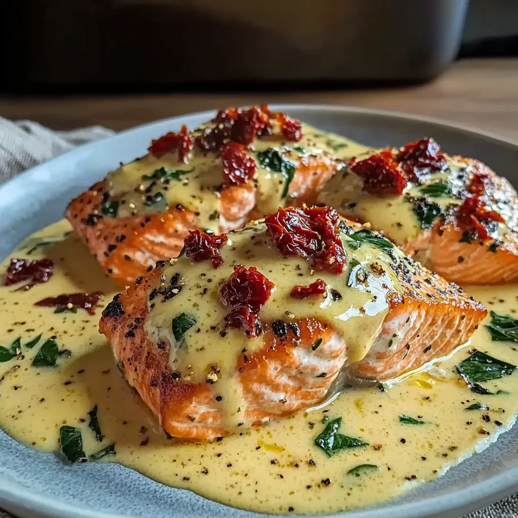 Creamy Tuscan Salmon Recipe Easy Sun-Dried Tomato Dinner Idea