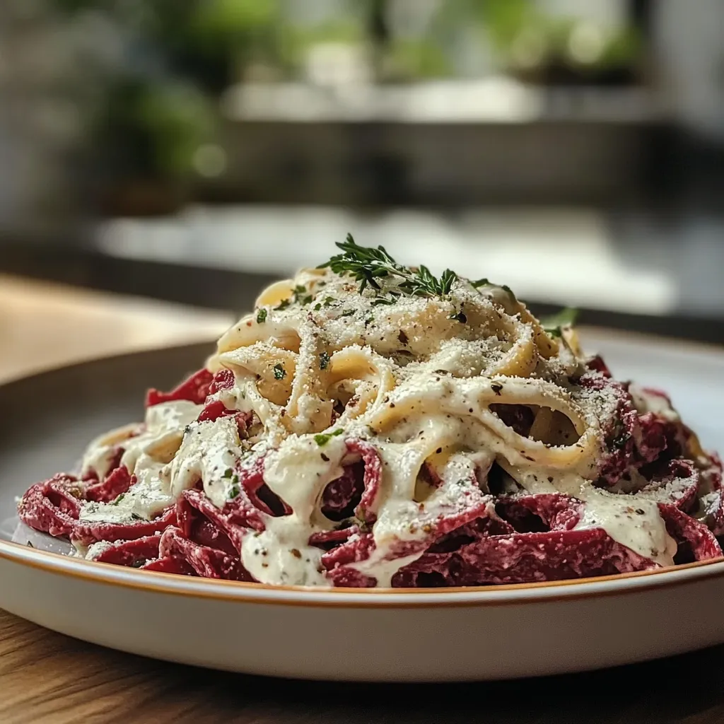 Creamy Valentine’s Red Velvet Pasta Alfredo Recipe for Romantic Dinner Delight