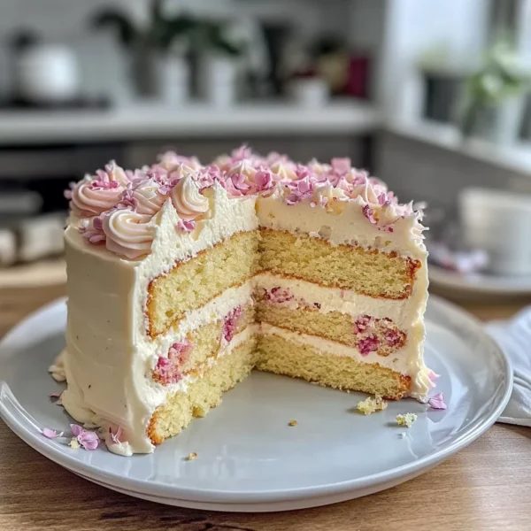 Fluffy Rose Water Vanilla Cake Recipe with Easy Floral Frosting
