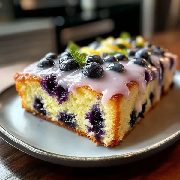 Moist Lemon Blueberry Poke Cake Recipe with Easy Zesty Glaze