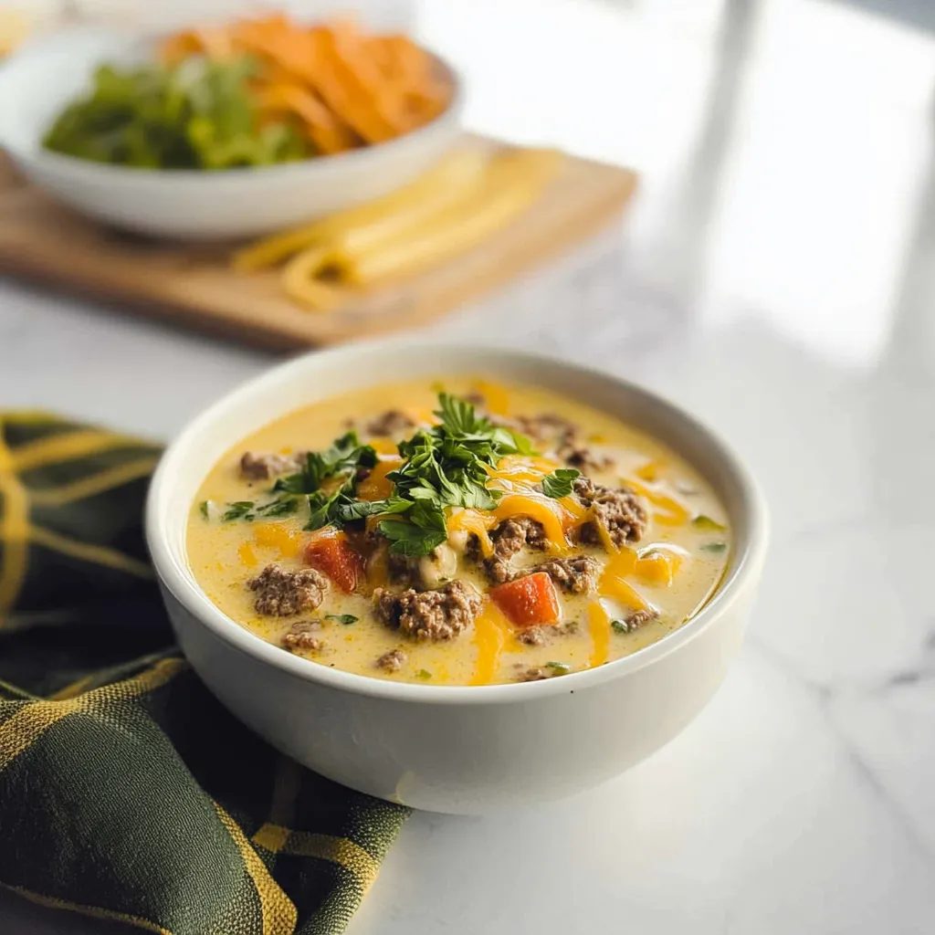 Slow Cooker Cheeseburger Soup