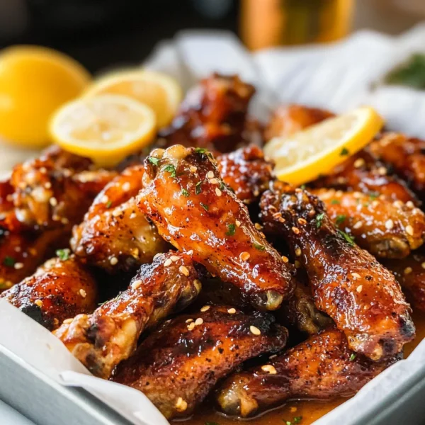 Sticky Honey Lemon Pepper Wings with Garlic Honey Butter Glaze