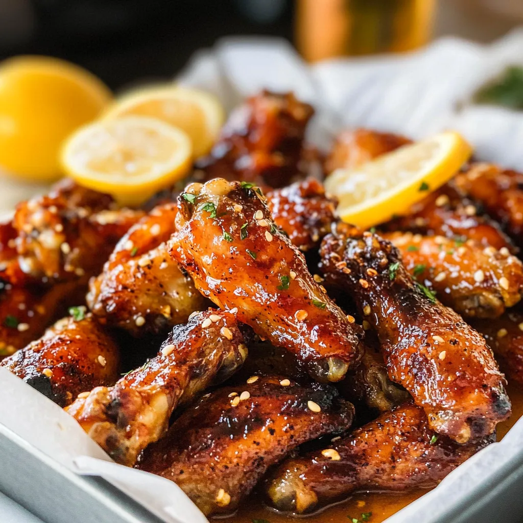 Sticky Honey Lemon Pepper Wings with Garlic Honey Butter Glaze