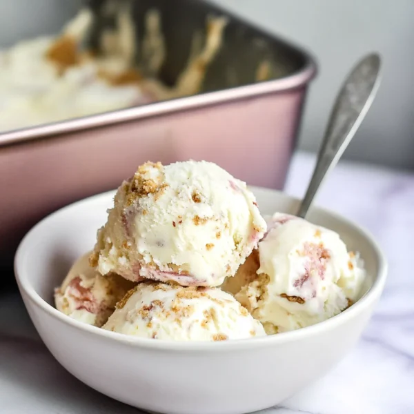 No Churn Rhubarb Cookie Crumb Ice Cream