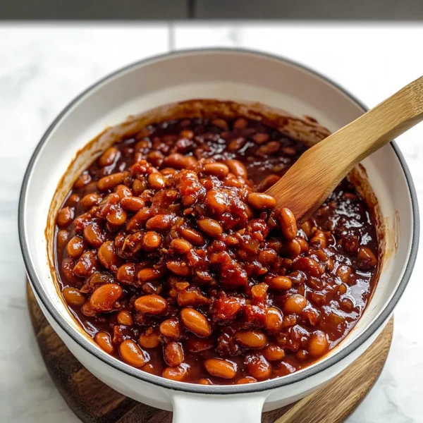 OUR FAVORITE SAUCY, SMOKY BAKED BEANS.