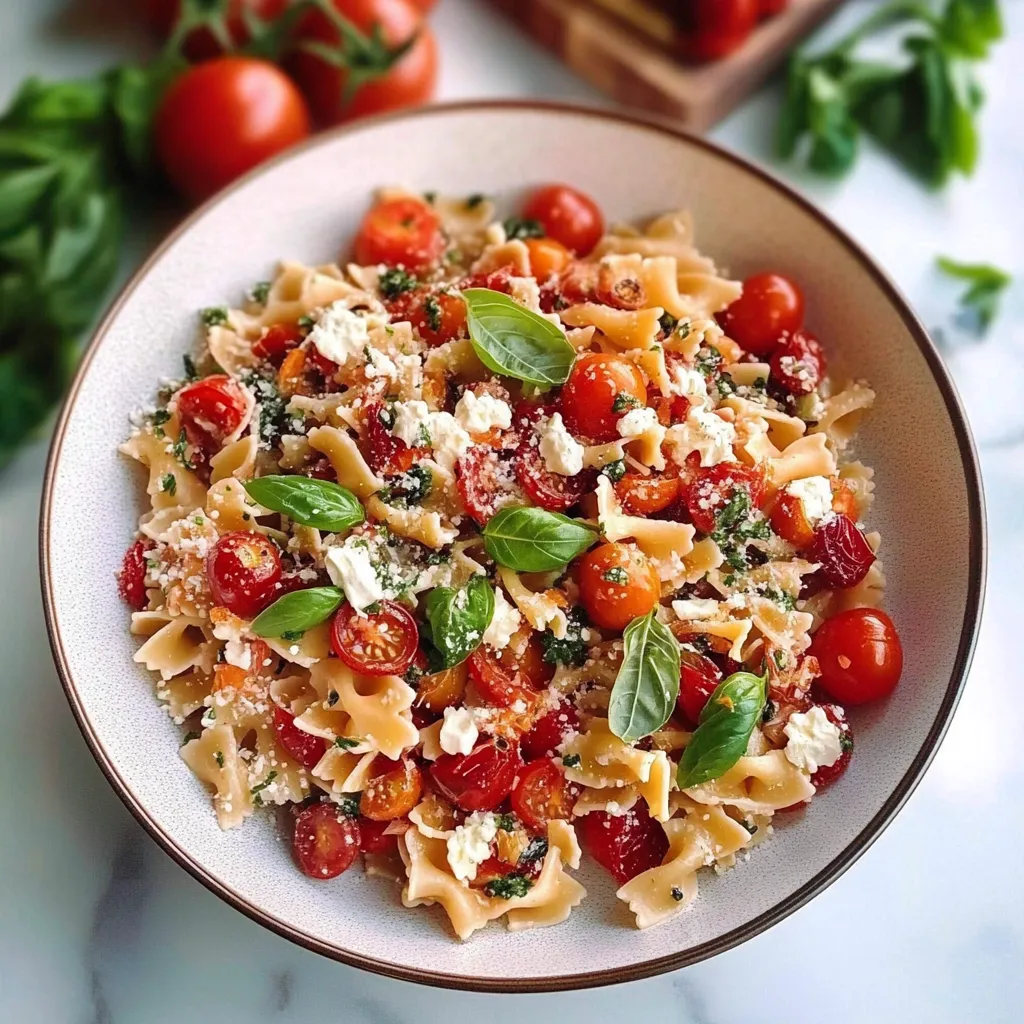 Cherry Tomato Bruschetta Pasta Salad