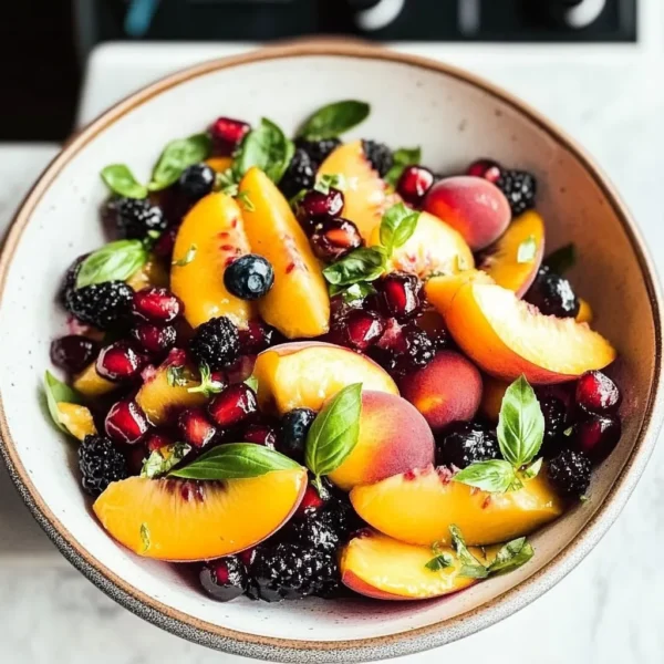 Honey Lime Basil Peach Fruit Salad