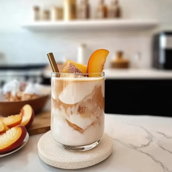 Refreshing Peach Cobbler Chai Latte For Summer Sips
