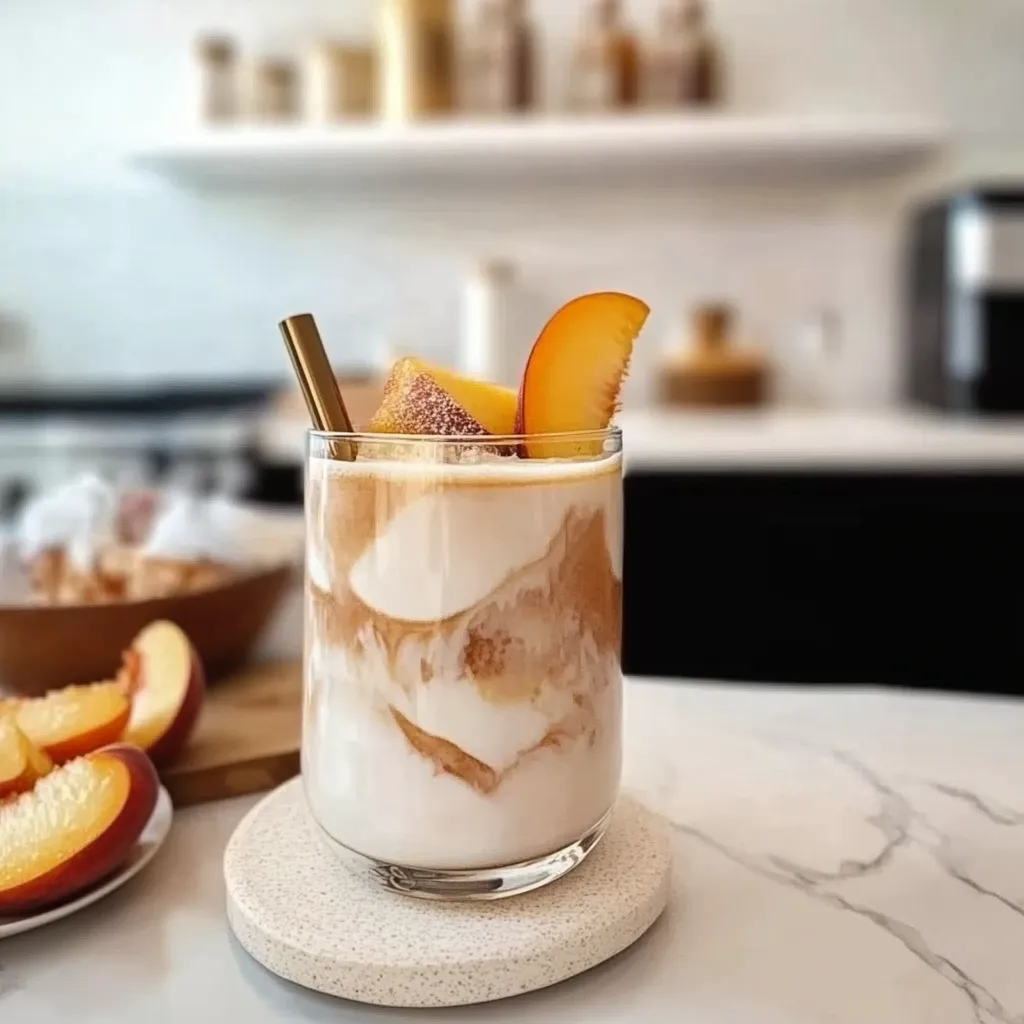 Refreshing Peach Cobbler Chai Latte For Summer Sips
